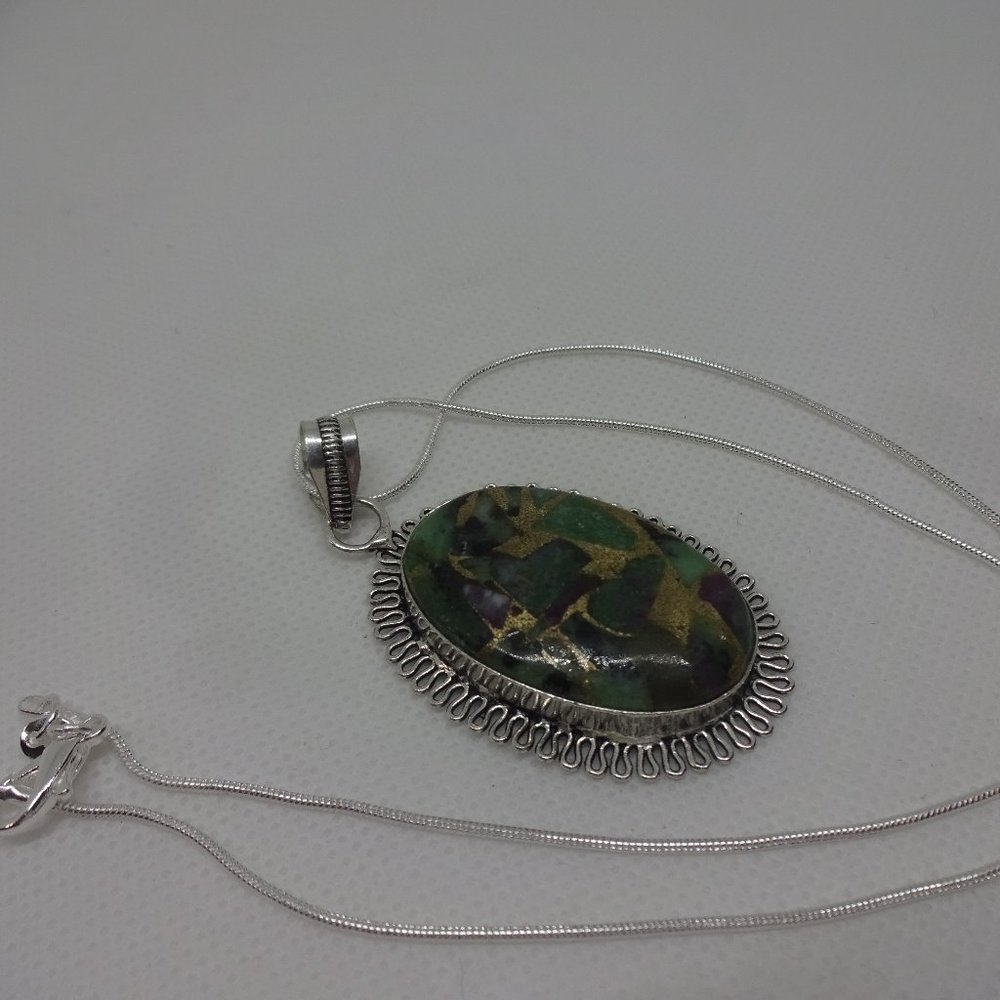 Unique "COPPER TURQUOISE" Handmade Sterling Pendant on a 18" Chain #562